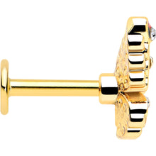Load image into Gallery viewer, 16G 1/4 Clear Gem Gold Tone Color Block Butterfly Labret
