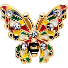 Load image into Gallery viewer, 20G 7mm Clear Gem Gold Tone Color Block Butterfly L Shape Nose Ring
