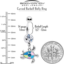 Load image into Gallery viewer, Clear Gem Glitter Turtle Dangle Belly Ring
