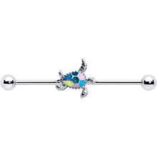Load image into Gallery viewer, 14G Glitter Turtle Industrial Barbell 38mm
