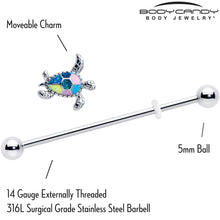 Load image into Gallery viewer, 14G Glitter Turtle Industrial Barbell 38mm
