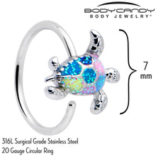 Load image into Gallery viewer, 20G 5/16 Glitter Turtle Nose Hoop
