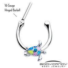 Load image into Gallery viewer, 16G 5/16 Glitter Turtle Cartilage Clicker

