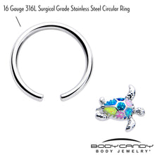 Load image into Gallery viewer, 16G 3/8 Glitter Turtle BCR Captive Ring
