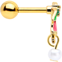 Load image into Gallery viewer, 16G 1/4 Clear CZ Gem Gold Tone Bell Flower Cartilage Tragus Earring
