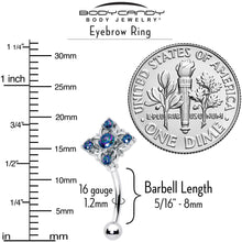 Load image into Gallery viewer, 16G 5/16 Vitrail CZ Gem Beauty Cross Curved Eyebrow Ring
