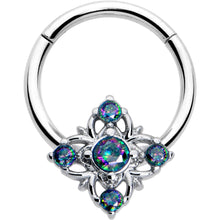 Load image into Gallery viewer, 16G 3/8 Vitrail CZ Gem Beauty Cross Hinged Segment Ring
