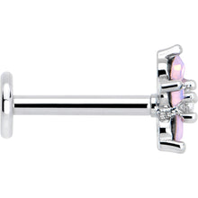 Load image into Gallery viewer, 16G 5/16 Pink Faux Opal Internally Threaded Flower Labret Tragus
