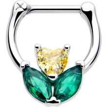Load image into Gallery viewer, 16G 5/16 Yellow Green CZ Gem Love Flower Cartilage Clicker
