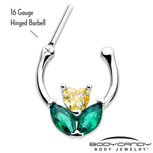 Load image into Gallery viewer, 16G 5/16 Yellow Green CZ Gem Love Flower Cartilage Clicker
