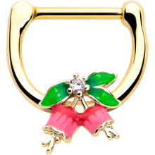 Load image into Gallery viewer, 16G 5/16 Clear CZ Gem Gold Tone Bell Flower Cartilage Clicker
