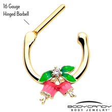 Load image into Gallery viewer, 16G 5/16 Clear CZ Gem Gold Tone Bell Flower Cartilage Clicker
