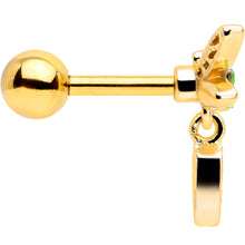Load image into Gallery viewer, 16G 1/4 Green Gem Gold Tone Swank Dragonfly Dangle Cartilage Earring
