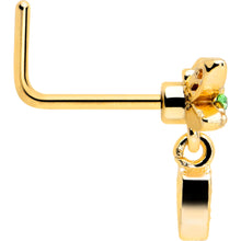 Load image into Gallery viewer, 20G 7mm Green Gem Gold Tone Swank Dragonfly L Shape Nose Ring
