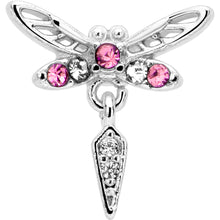 Load image into Gallery viewer, 16G 1/4 Pink Gem Swank Dragonfly Dangle Cartilage Earring
