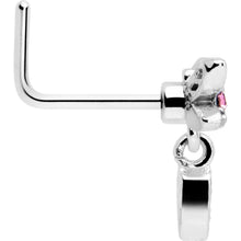 Load image into Gallery viewer, 20G 7mm Pink Gem Swank Dragonfly Dangle L Shape Nose Ring
