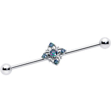 Load image into Gallery viewer, 14G Vitrail CZ Gem Beauty Cross Industrial Barbell 38mm

