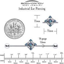 Load image into Gallery viewer, 14G Vitrail CZ Gem Beauty Cross Industrial Barbell 38mm
