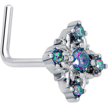 Load image into Gallery viewer, 20G 7mm Vitrail CZ Gem Beauty Cross L Shape Nose Ring

