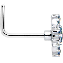 Load image into Gallery viewer, 20G 7mm Vitrail CZ Gem Beauty Cross L Shape Nose Ring
