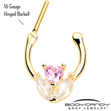 Load image into Gallery viewer, 16G 5/16 Pink CZ Gem Gold Tone Love Flower Cartilage Clicker
