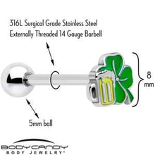 Load image into Gallery viewer, Beer Shamrock St Patricks Barbell Tongue Ring
