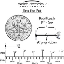 Load image into Gallery viewer, 2.5mm Gem Flat Back Earring Threadless Push In Stud 20G
