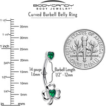 Load image into Gallery viewer, Green Gem Heart Shamrock St Patricks Day Double Mount Belly Ring
