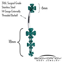 Load image into Gallery viewer, Polka Dot Shamrock St Patricks Double Mount Dangle Belly Ring
