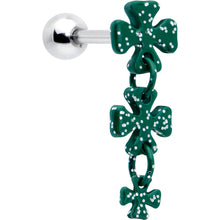 Load image into Gallery viewer, 16G 5/16 Polka Dot Shamrock Dangle Cartilage Tragus Earring
