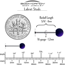 Load image into Gallery viewer, 16G 3/8 Ombre Purple Black Soft Finish Labret Monroe Tragus
