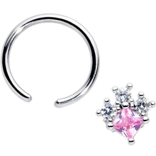 Load image into Gallery viewer, 16G 3/8 Pink Clear CZ Gem Rhombus Riot BCR Captive Ring
