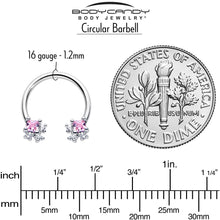 Load image into Gallery viewer, 16G 3/8 Pink CZ Gem Rhombus Riot Horseshoe Circular Barbell

