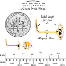 Load image into Gallery viewer, 20G 7mm Gold Tone Tropical Fish L Shape Nose Ring Set of 3
