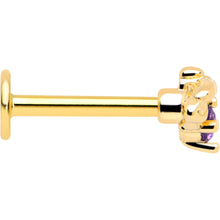 Load image into Gallery viewer, 16G 5/16 Purple Gem Gold Tone Beauty Bug Labret Monroe Tragus
