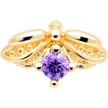 Load image into Gallery viewer, 20G 7mm Purple Gem Gold Tone Beauty Bug L Shape Nose Ring

