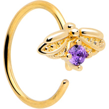 Load image into Gallery viewer, 20G 5/16 Purple Gem Gold Tone Beauty Bug Nose Hoop
