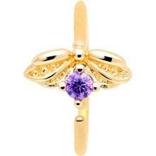 Load image into Gallery viewer, 20G 5/16 Purple Gem Gold Tone Beauty Bug Nose Hoop
