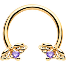 Load image into Gallery viewer, 16G 3/8 Purple Gem Gold Tone Beauty Bug Horseshoe Circular Barbell
