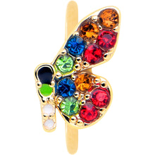 Load image into Gallery viewer, 20G 5/16 Red Blue Gem Gold Tone Butterfly Nose Hoop
