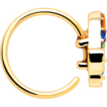 Load image into Gallery viewer, 20G 5/16 Red Blue Gem Gold Tone Butterfly Nose Hoop
