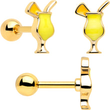 Load image into Gallery viewer, 16G 1/4 Clear Gem Gold Tone Happy Hour Cartilage Earrings Set of 3
