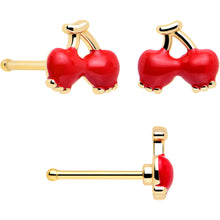 Load image into Gallery viewer, 20G Gold Tone Cherry Flower L Shape Nose Hoop Nose Bone Set of 3
