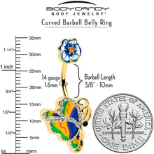 Load image into Gallery viewer, Clear Yellow Gem Gold Tone Butterfly Colors Double Mount Belly Ring
