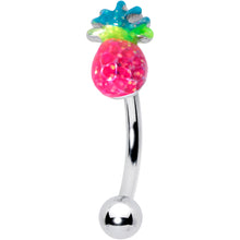 Load image into Gallery viewer, 16G 5/16 Hot Tropical Pineapple Curved Eyebrow Ring

