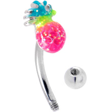 Load image into Gallery viewer, 16G 5/16 Hot Tropical Pineapple Curved Eyebrow Ring
