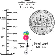 Load image into Gallery viewer, 16G 5/16 Hot Tropical Pineapple Curved Eyebrow Ring
