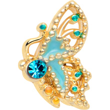 Load image into Gallery viewer, 20G 7mm Blue Gem Ribbon Butterfly L Shape Nose Ring
