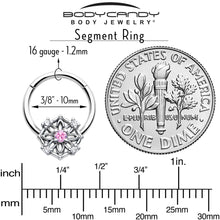 Load image into Gallery viewer, 16G 3/8 Pink CZ Gem Flower Circle Hinged Segment Ring
