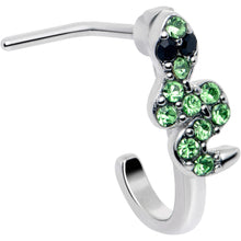 Load image into Gallery viewer, 20G 7mm Green Gem Snake Sweetie Faux Hoop L Shape Nose Ring
